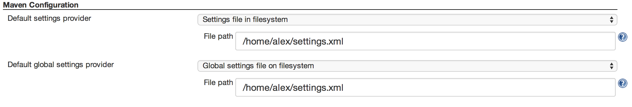 Jenkins Maven configuration file path settings